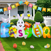 Joliyoou 8ft Easter inflatable bunny lights up the yard for festive curb appeal.
