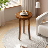 JOLLYMER teak round plant stand top view for small spaces and easy plant display
