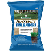 Jonathan Green Black Beauty Sun & Shade seed bag label signals a versatile sun/shade lawn mix