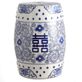 Jonathan Y Double Happiness 18inch ceramic drum stool offers durable indoor/outdoor seating.