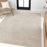 JONATHAN Y Hallie rug on porch in beige and cream with easy-care design