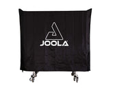 JOOLA outdoor table cover in waterproof material protecting a 9x5 table in playing position.