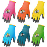 Joottuan kids gardening gloves pink with latex coating for slip-resistant gardening