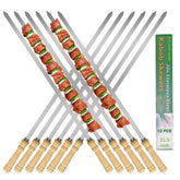 JOWHONK 21-5 inch long flat skewers for even grilling.
