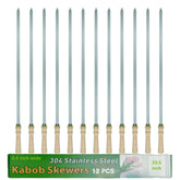 JOWHONK 304 stainless steel kabob skewers long 23.5 inches ideal for easy grilling.