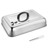 Joyfair melting dome on griddle for even heat and quick cheese melt.