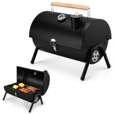 Joyfair portable charcoal grill with built-in thermometer for precise outdoor temperature control.