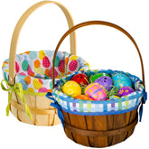 JOYIN Easter woodchip basket with lining, ideal for egg hunts and gifts.