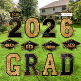 JOYIN graduation yard sign board black and gold for outdoor party decoration.