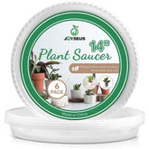 JOYSEUS Plant Saucers 14-inch clear tray for sturdy indoor and outdoor pots