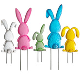 Jremreo Easter bunny signs with stakes in white for durable front-yard decor.