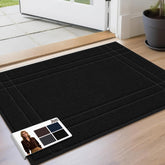 JSEI entryway rug doormat absorbs moisture and traps dirt for cleaner floors.