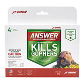 JT Eaton Answer pocket gopher bait blocks placed in a burrow for targeted control.
