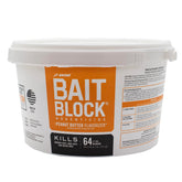 JT Eaton bait block peanut butter flavor in a 4 lb pail for long-lasting pest control.