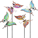 Juegoal butterfly garden stake 32-inch colorfully painted silhouette enhances outdoor spaces