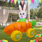 Juegoal Easter Bunny on Radish Car inflatable glowing at night for outdoor decor