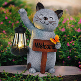 Juegoal garden statue solar cat lantern adds nighttime charm to your yard.
