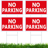 Juexica no parking sign 8x12 front view, bright red text on white for high visibility.