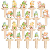 JuGeoZhi wooden garden markers with gnome designs label flowers and vegetables