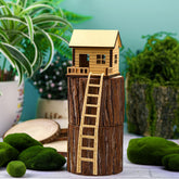 JULEASEL Mini Treehouse with Ladder in open view enhances desk decor