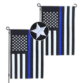 JUSHEN thin blue line flag front view shows vivid outdoor colors