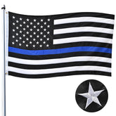 JUSHEN Thin Blue Line flag 3x5 ft for outdoor display, durable in rain and sun
