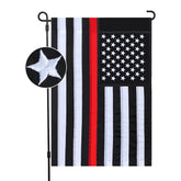 JUSHEN thin red line flag 12x18 showing durable nylon for outdoor display.