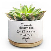 Jutasty Coworker succulent pot adds desk decor and a thoughtful farewell message.