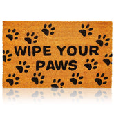 Juvale Wipe Your Paws doormat with pawprint captures dirt at entryways