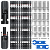 JUYLTOOL 80pcs solar connectors set with IP67 protection for outdoor PV wiring.