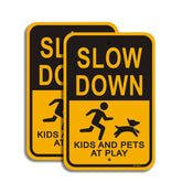 JW Signs slow-down sign 18x12 with reflective finish for nighttime visibility
