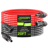 JXMXRPV solar extension 20ft 10AWG enables flexible panel placement for better energy harvest.