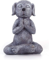 Jxueych Meditating Dog Statue Buddha in Namaste pose for serene garden focal point