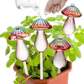 Kaimfdg mushroom watering globes with rainbow gradient provide automatic hydration for indoor plants.