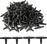 Kalolary barbed tee fittings pack shown for drip irrigation setup.
