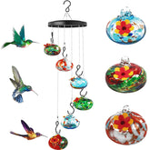 Kapihi wind chimes hummingbird feeder outdoors enhances garden ambiance.