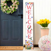 KAPLIPE hummingbird welcome sign on a sunny front porch adds seasonal charm.