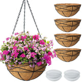 Karlliu 4-pack 14-inch hanging baskets with coco liners for outdoor plants