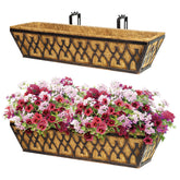 Karlliu 24-inch bronze window box ready to mount on a railing for vibrant blooms