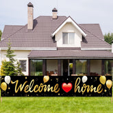 Kauayurk Welcome Home banner in black and gold for outdoor visibility and homecoming celebrations.