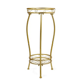 Kavlium 2-tier gold plant stand for indoor and outdoor use, sturdy and rustproof.