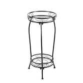 Kavlium 2-tier plant stand left view, rustproof metal for indoor and outdoor display
