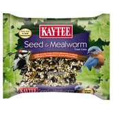 Kaytee Wild Bird Seed & Mealworm Treat Cake attracts bluebirds to backyard feeders