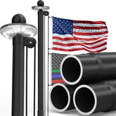 KBLOONG 25 ft aluminum flag pole with solar light for durable outdoor display in wind