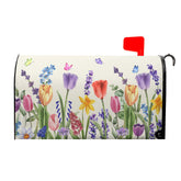 Kcozydecor spring flowers mailbox cover with tulips and butterflies enhances curb appeal.