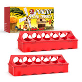 Kculehtlla 2-pack flip-top poultry feeders for clean, spill-free feeding.