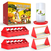 Kculehtlla Chick Feeder and Waterer Kit with tray and perch for safe feeding.