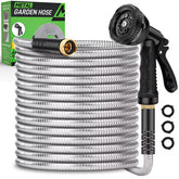 Kebose Garden Hose 100ft steel shell demonstrates durability and rust resistance for outdoor use.