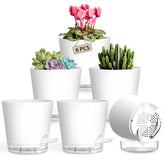 KEETUMOOD self-watering pot 4-inch white six-pack for easy indoor plant care