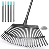 KeFanta Garden Leaf Rake front view with an 18.5-inch wide head for fast cleanup.